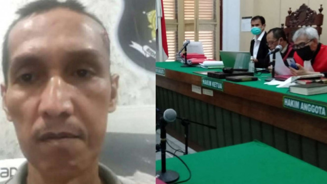 Terdakwa Doni Irawan Malay saat sidang daring di PN Medan.