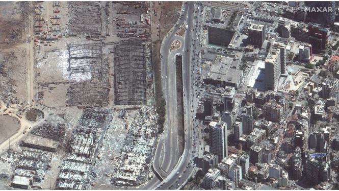 Beirut Lebanon usai ledakan dahsyat.