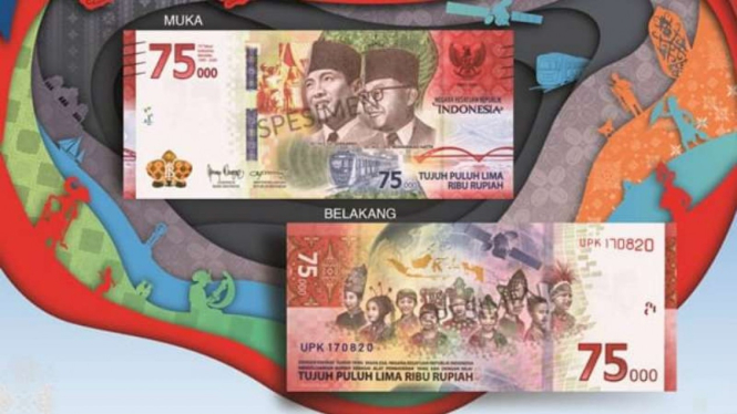 Uang nominal rupiah Rp75 ribu yang beredar
