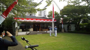 Suasana perayaan HUT RI ke-75 di KBRI Tokyo