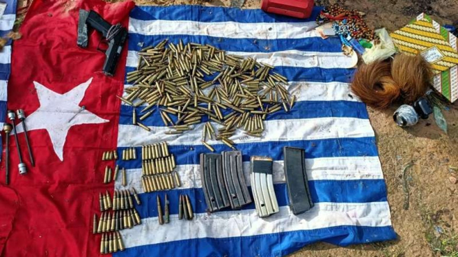 Barang bukti penyerangan markas OPM