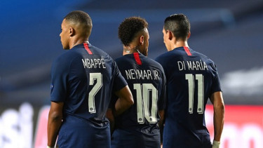 Trio PSG, Kylian Mbappe, Neymar, dan Angel Di Maria
