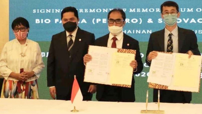 Menlu Retno dan Menteri BUMN Erick Thohir Saksikan MoU Biofarma dan Sinovac