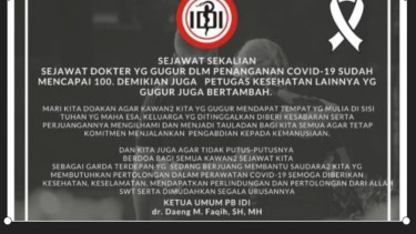 IDI umumnya dokter meninggal dalam penanganan COVID-19 capai 100 orang