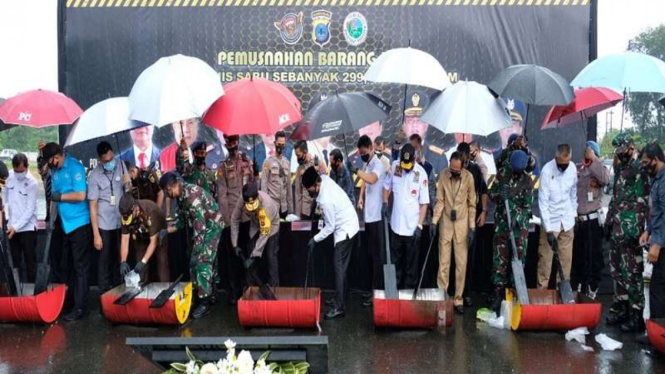 Pemusnahan barang bukti narkoba oleh Polda Kalsel