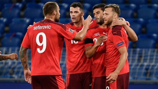 Timnas Swiss saat tampil di UEFA Nations League