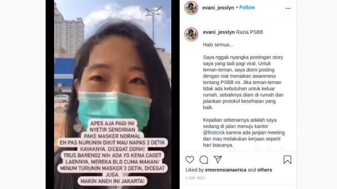 Wanita kena razia karena masker.