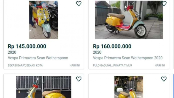Vespa Sean Wotherspoon dijual dengan harga tinggi.