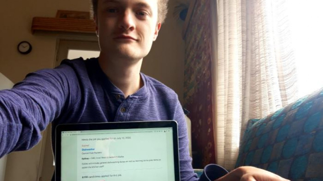 Aidan Draper bersaing dengan 6.000 orang lainnya yang melamar menjadi pencuci piring.
