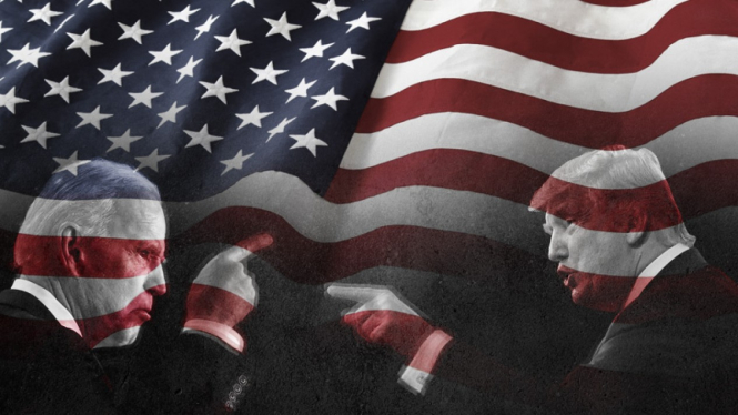 Ilustrasi debat Pilpres AS 2020 antara Donald Trump versus Joe Biden.