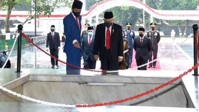 Presiden Jokowi dan Wapres Ma'ruf Amin dalam Peringatan Hari Kesaktian Pancasila di Lubang Buaya Jakarta Timur 1 Oktober 2020. (Foto ilustrasi)