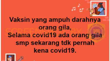 Sebuah akun Facebook bernama Shiwa mengunggah narasi tentang klaim yang menyebutkan bahwa vaksin yang ampuh adalah darah orang gila.