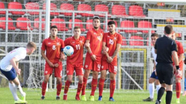 Timnas Makedonia Utara U-19 saat  melawan Inggris U-19.