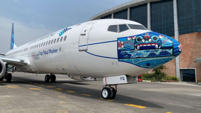 Desain masker baru di Pesawat Garuda Indonesia Bertema 'Indonesia Pride'