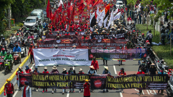Demo buruh (foto ilustrasi)