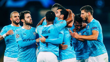 Selebrasi pemain Manchester City usai bobol gawang Porto