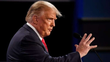 Presiden Donald Trump saat menjalani debat terakhir Pilpres AS 2020