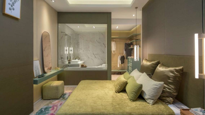 Ilustrasi kamar apartemen.