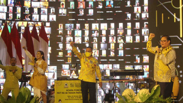 Ketua Umum Golkar Airlangga Hartarto dalam acara puncak HUT ke-56 Partai Golkar. (Foto ilustrasi)