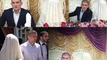 Khabib Nurmagomedov dan istrinya saat menikah