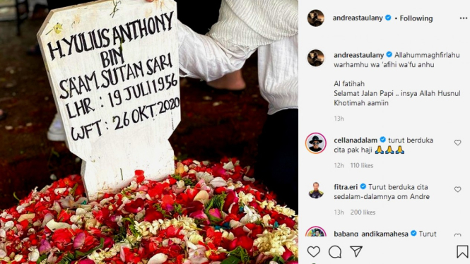 Postingan berduka di akun IG Andre Taulany