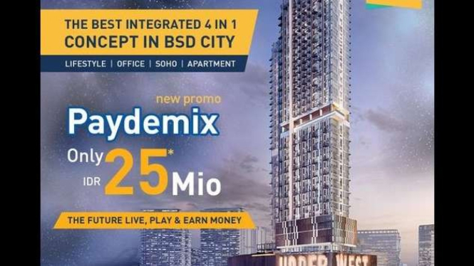 Apartemen Upper West dari Sinar Mas Land dan Dwijaya Karya.