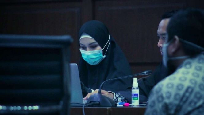 Suasana sidang pengadilan atas Jaksa Pinangki Sirna Malasari.