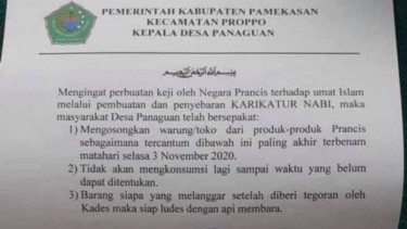 Surat Kepala Desa di Pamekasan Boikot Produk Prancis.