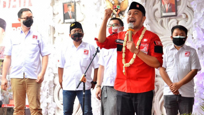 Ketum PSI Giring Ganesha Djumaryo di Surabaya. 