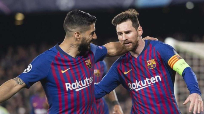 Luis Suarez saat masih di Barcelona bersama Lionel Messi
