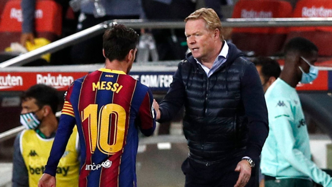 Pelatih Barcelona, Ronald Koeman dan Lionel Messi