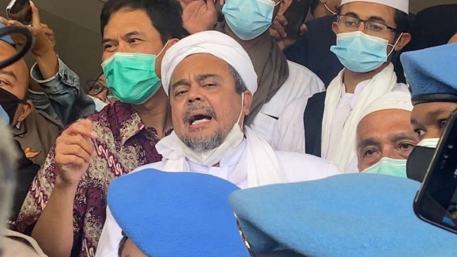Imam Besar Front Pembela Islam Habib Rizieq Shihab di Markas Polda Metro Jaya, Sabtu, 12 Desember 2020.