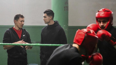 Megabintang Juventus, Cristiano Ronaldo, bersama Gennady Golovkin
