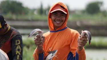 Ilustrasi petani pembudidaya ikan.