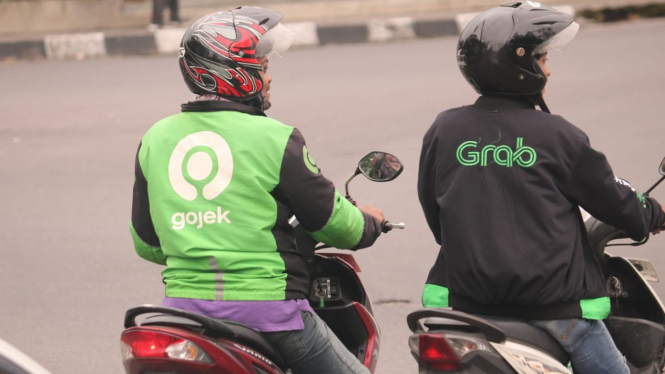 Driver ojol Gojek dan Grab.