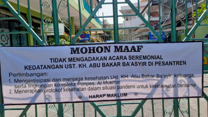 Pemberitahuan tak ada perayaan penyambutan Ustaz Abu Bakar Ba'asyir