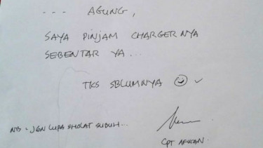 Salah satu pesan Capt Afwan, pilot pesawat Sriwijaya Air SJ182