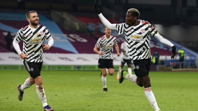 Selebrasi Paul Pogba di laga Manchester United melawan Burnley