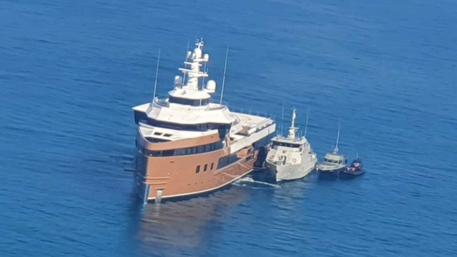 Kapal pesiar asing asal Rusia lego jangkat tanpa izin di perairan Aceh.