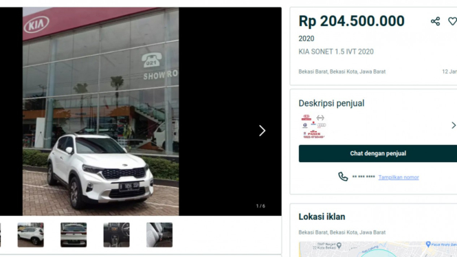 KIA Sonet ditawarkan di laman jual beli mobil bekas