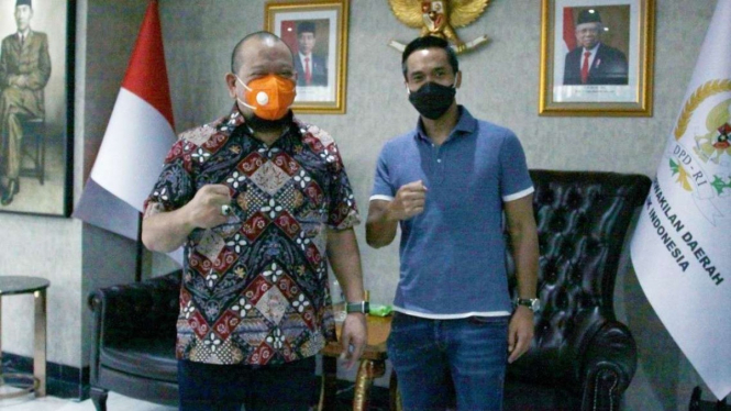 Ketua DPD La Nyalla menerima Wakil Ketua Umum Kadin Indonesia Anindya Bakrie.