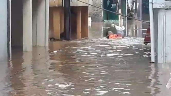 Banjir di Pondok Pinang, Jakarta Selatan.