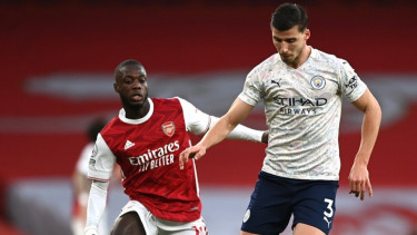 Nicolas Pepe dalam pertandingan Arsenal vs Manchester City