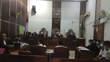 Suasana sidang kebakaran Kejagung di PN Jakarta Selatan.