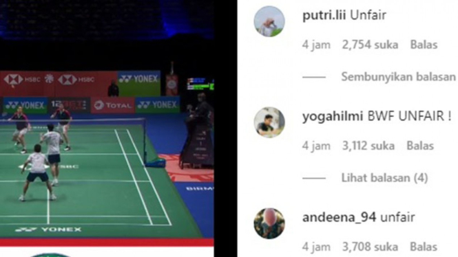 Akun Instagram BWF diserang netizen Indonesia.