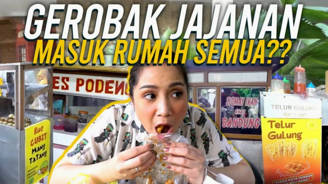 Ekspresi seru Nagita Slavina makan batagor