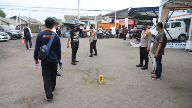 Olah TKP perampokan dan penganiayaan di ATM Rajeg