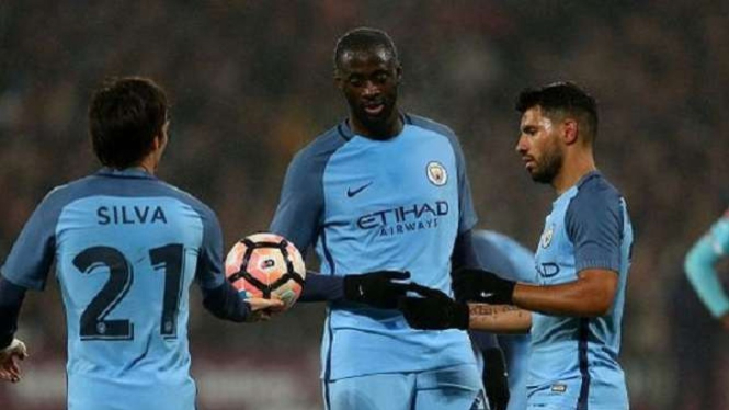 David Silva, Yaya Toure dan Sergio Aguero di Manchester City