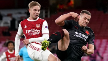 Pertandingan Arsenal vs Slavia Praha di ajang Liga Europa 2020/21.