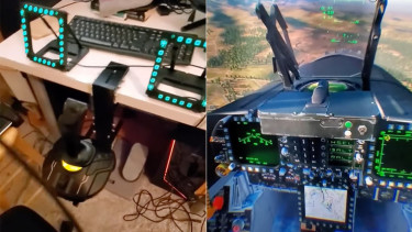 Simulator jet tempur F/A-18C Hornet.